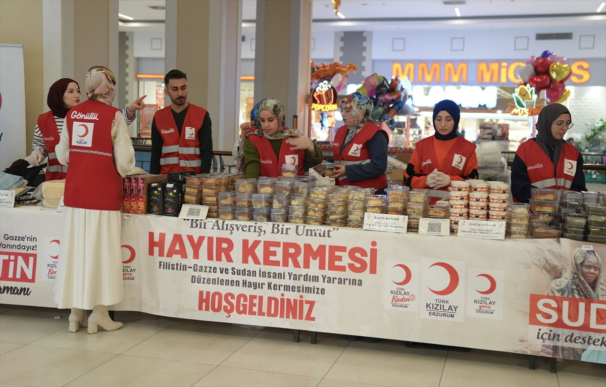 Türk Kızılay Erzurum Şubesince düzenlenen kermesten elde edilecek gelir, Filistin ve Sudan halkına...