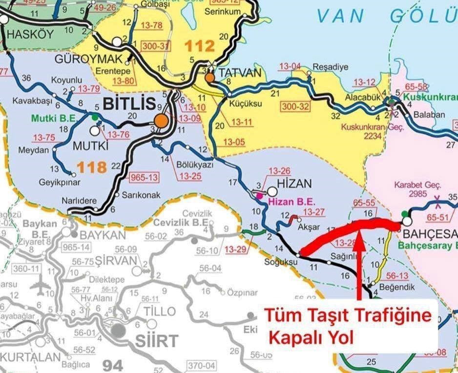 VAN'IN BAHÇESARAY İLÇESİNİN TEK KARA ULAŞIMINI SAĞLAYAN BAHÇESARAY-HİZAN KARAYOLUNA ETKİLİ OLAN...
