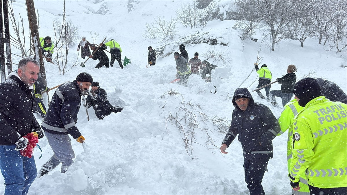 Van'ın Çatak ilçesinde düşen çığın altında kalan kadının kurtarılması için çalışma...