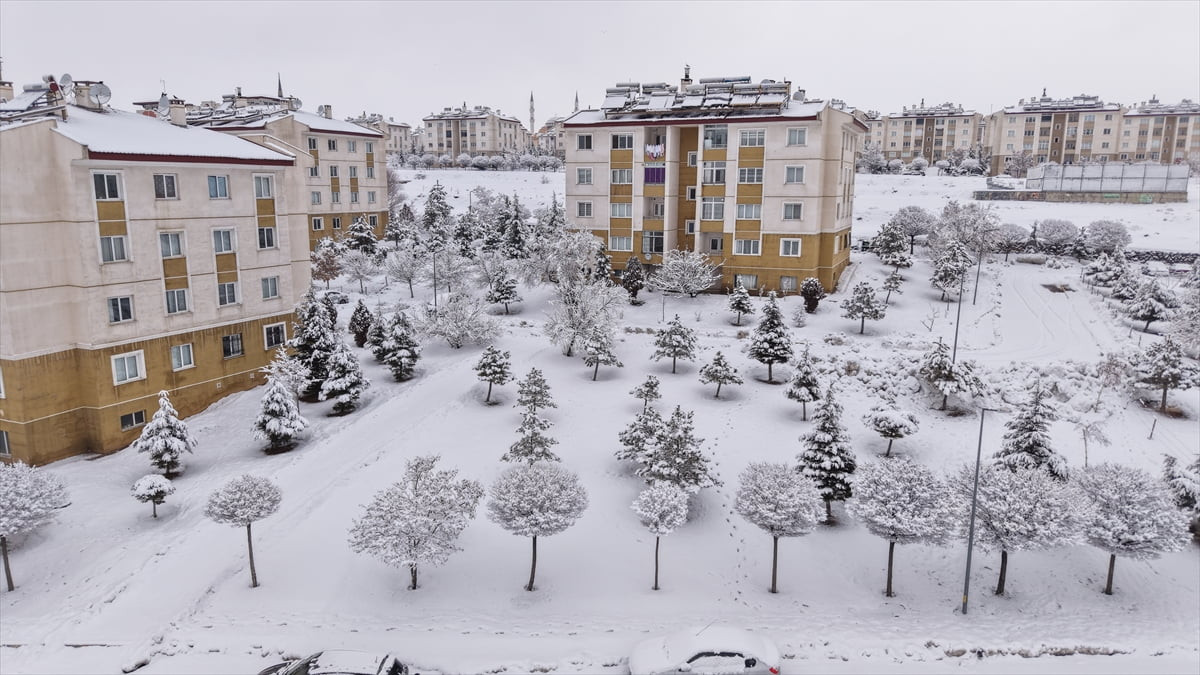 Van'ın Erciş ilçesinde etkili olan kar yağışının ardından beyaz bürünen ilçede ortaya çıkan güzel...