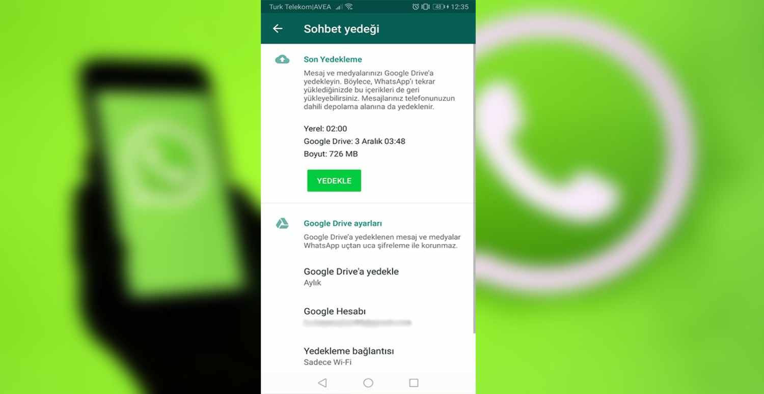 Whatsapp sohbet yedeklemede yeni dönem