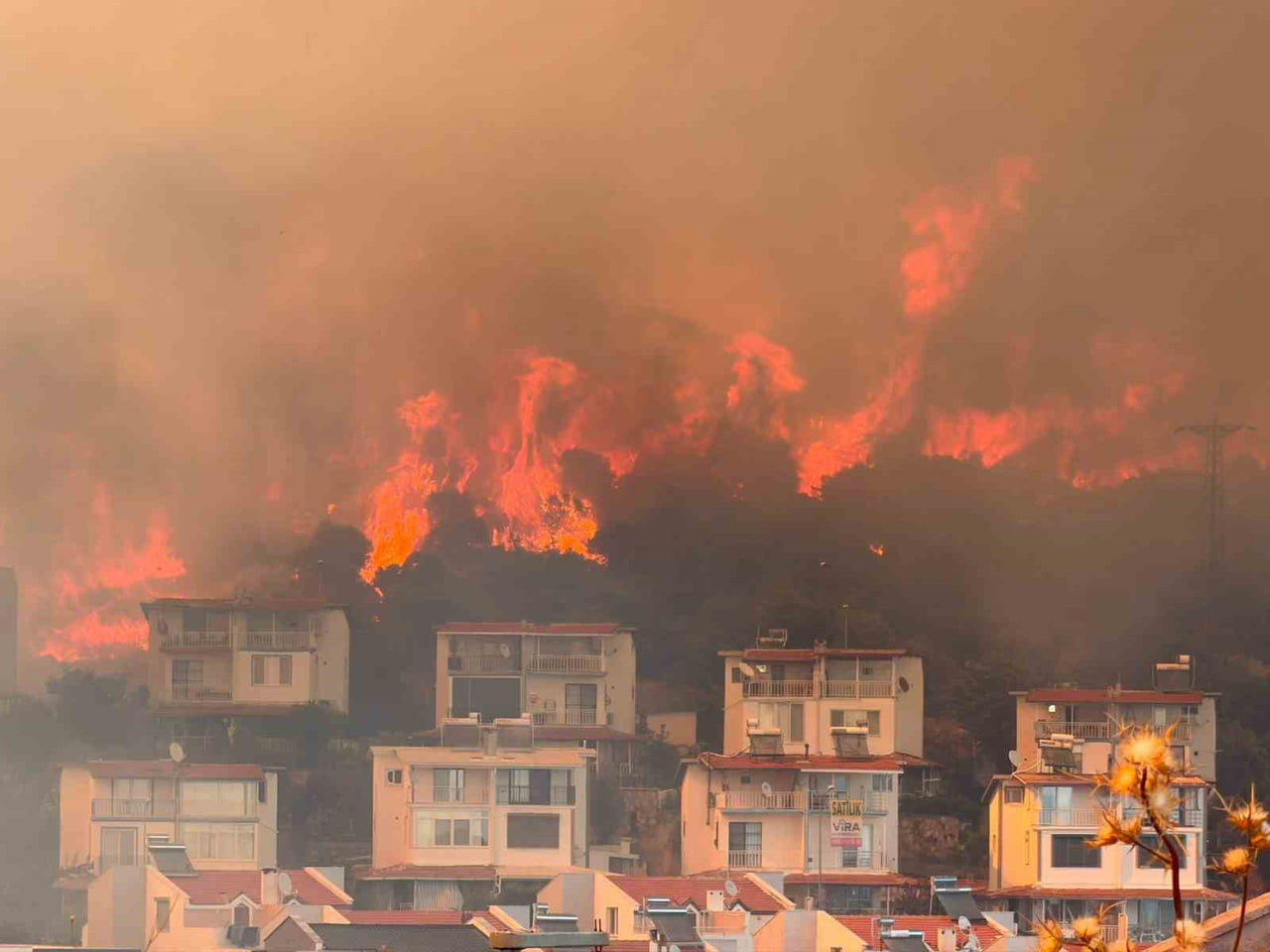 YANGIN BAZI NOKTALARDA YERLEŞİM YERLERİNİ DE TEHDİT ETTİ