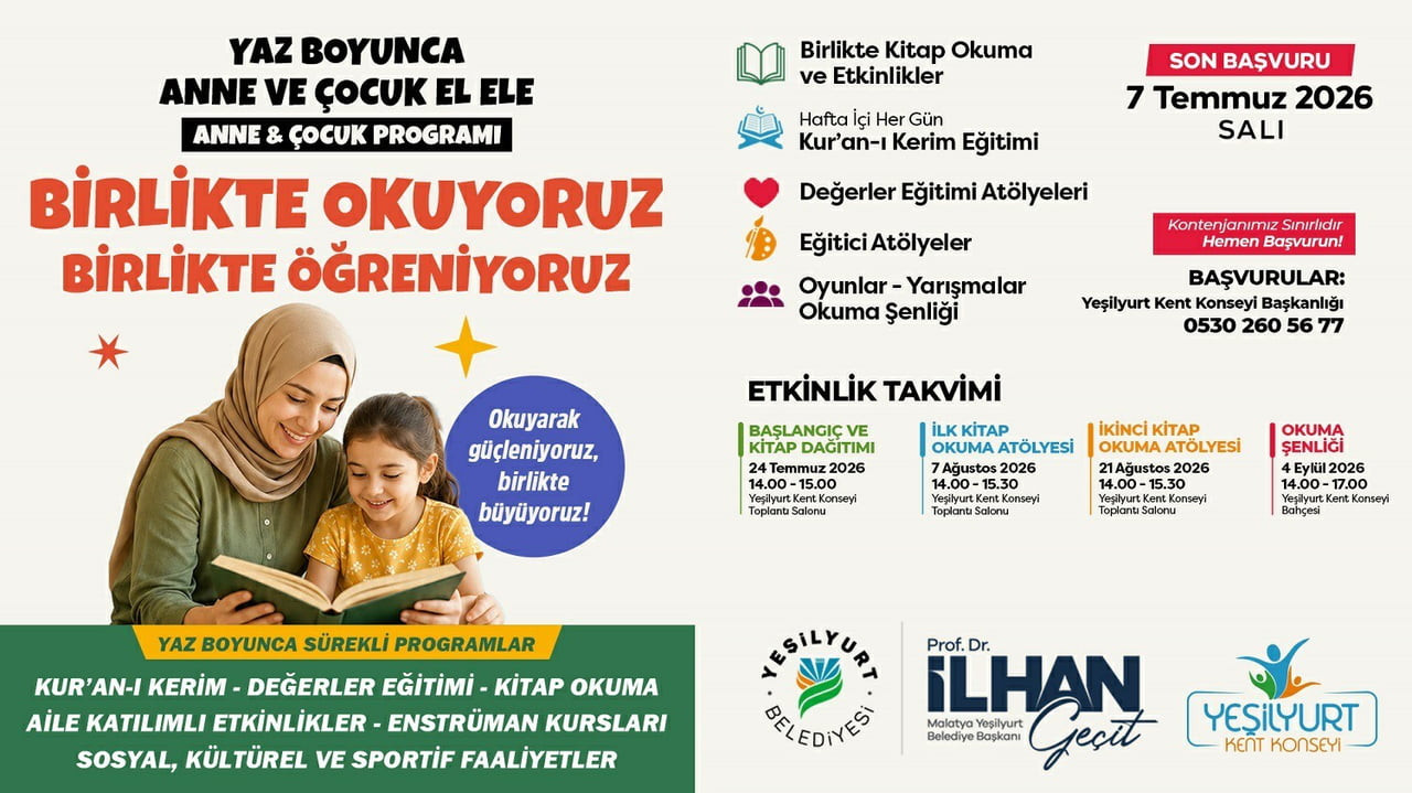 YEŞİLYURT'TA "BİRLİKTE OKUYORUZ, BİRLİKTE EĞLENİYORUZ" ETKİNLİKLERİ BAŞLIYOR