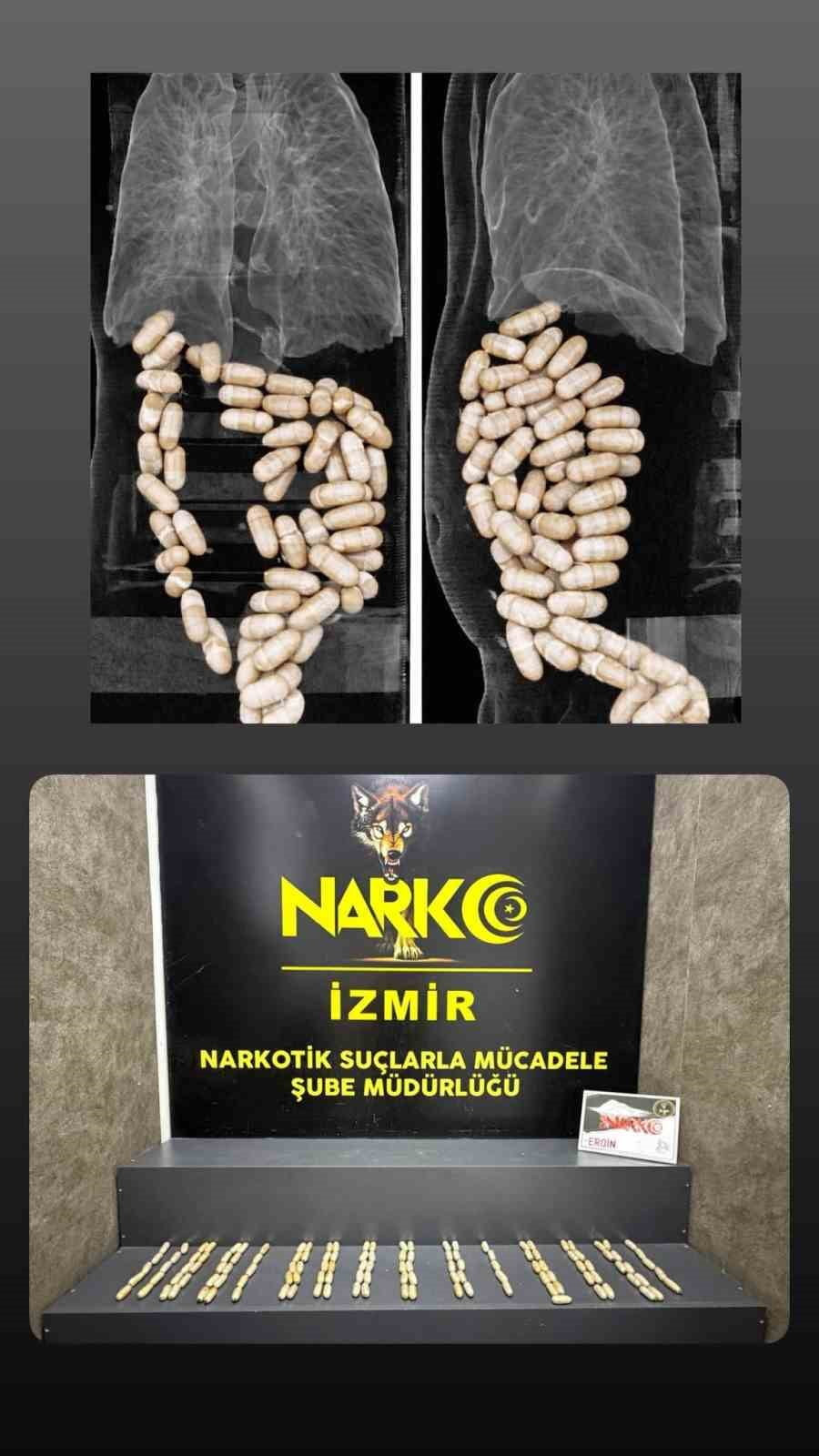 YURT DIŞINDAN HAVA YOLUYLA İZMİR’E UYUŞTURUCU GETİREN İKİ ŞÜPHELİ, POLİSİN DÜZENLEDİĞİ OPERASYONLA...