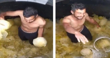 Fabrika Çalışanı Turşu Tankına Çıplak Ayaklarıyla Girip Oyun Oynadı