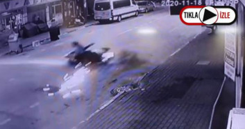 Motosiklet Savruldu! 2 Kişi Ölümden Son Anda Kurtuldu