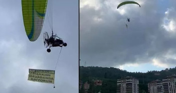 Trabzon'da Bir Kişi Hakkını Gökyüzünde Açtığı Afişle Aradı!