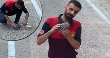 Yürekleri Istan Görüntüler! Yangından Kaçan Yavru Kaplumbağaya Elleriyle Su Verdi