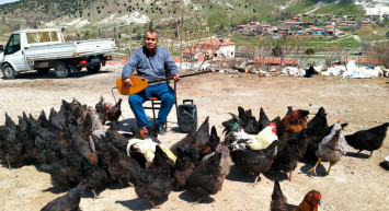 Afyonkarahisar'da ilginç olay! Tavuklarına konser veren adam
