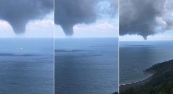 Bartın'da denizde hortum meydana geldi