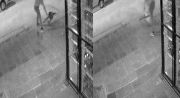 Çöp Kovasıyla Kavga Eden Adam Kameralarda