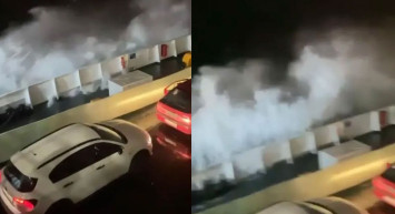 Fırtına Marmara Denizi’nde korku dolu anlara yaşattı: O anlar güvenlik kamerasına yansıdı