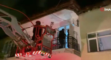 Hırsızlık operasyonu itfaiye merdiveniyle sonlandı: Polis ve hırsız mahsur kaldı!