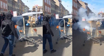 İsviçre'de PKK destekçilerinden provokatif eylem: Bayraktar TB2 maketi yakıldı!