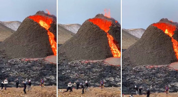 İzlanda'da Yanardağ Patlarken Yanında Voleybol Oynadılar