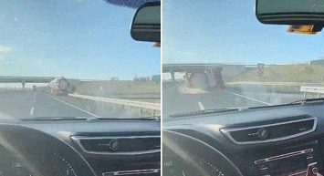 Seyir Halinde Giderken Önünde TIR Devrildi! Çarpmaktan Son Anda Kurtuldu