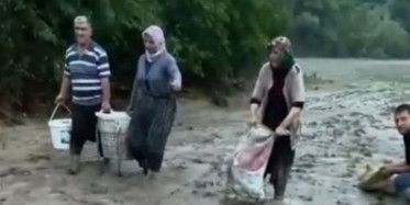 Adana'da Selin Tarlaya Savurduğu Balıkları Vatandaşlar Topladı