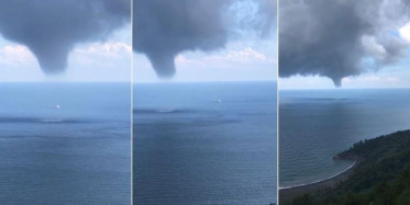 Bartın'da denizde hortum meydana geldi