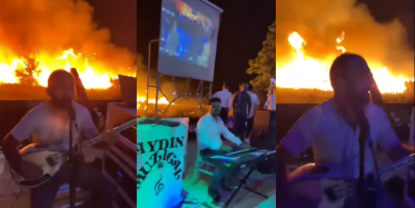 Burdur'da Bir Düğünde Çıkan Yangında Orkestra Çalmaya Devam Etti