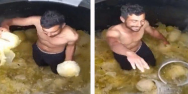 Fabrika Çalışanı Turşu Tankına Çıplak Ayaklarıyla Girip Oyun Oynadı