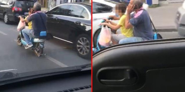 İstanbul'da Çocuğa Motosiklet Kullandırıp Arkada Telefonla Konuştu