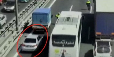 İstanbul'da Emniyet Şeridini İhlal Eden Sürücü Yakalandı