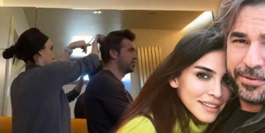 Neslişah Alkoçlar, Eşi Engin Altan Düzyatan’ın Saçlarını Kesti