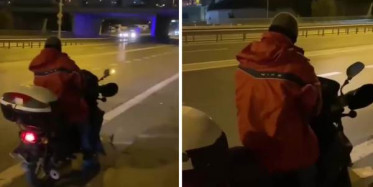 Laf Attığı Kadınlara Bakarak Motosikletinin Üzerinde Mastürbasyon Yapan Sapığın İğrenç Görüntüleri!