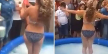 Sokak Ortasında İç Çamaşırla Süt Banyosu