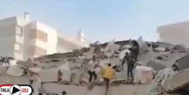 İzmir'de Depremin Ardından Çöken Binalar Görüntülendi