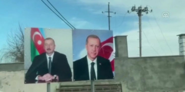 Şuşa Sokaklarında Cumhurbaşkanı Erdoğan'ın Resmi