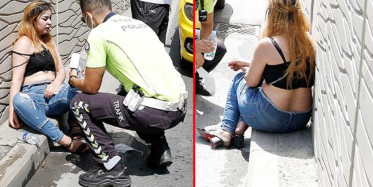 Taksim’de Sinir Krizi Geçiren Turist Kadın Tartıştığı Taksicinin Arabasını Yumruklayıp Tekmeledi