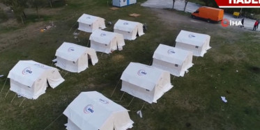 Deprem Çadırlarında Yaşam Havadan Görüntülendi