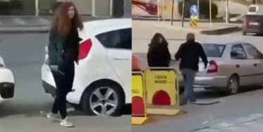 Sokak Ortasında Genç Kadın Bıçakla Adama Saldırdı!