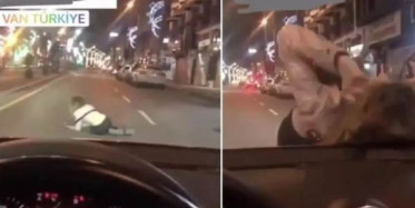 Van'da Alkol Bağımlısı Bir Kadın Sokakta Terör Estirdi!