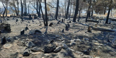 Yanan Mezarlıkta Şehit Kabrine ve Türk Bayrağı'na Bir Şey Olmaması Dikkat Çekti