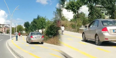 Yaya yolunda araç kullanan şaşkın sürücü!